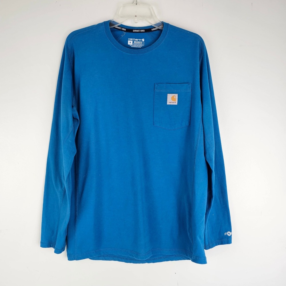 Carhartt Force Relaxed Fit Long Sleeve Pocket T-Shirt Blue TK4617-M Mens Medium